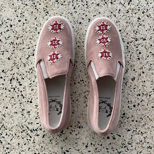 Suede beaded Slip On Sneakers